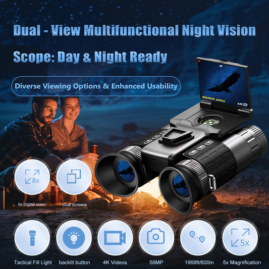 New Arrivals Helmet Night Vision Binoculars OLED HD Screen CMOS 4K UHD Head Mounted InfraredNight Vision Goggles with 64GB