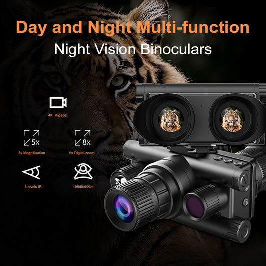4K Night Vision Goggles Binoculars IR 1968ft 64GB Tactical Light EPP Packaging & SCOPE for Air-Soft Games Nocturnal Fishing