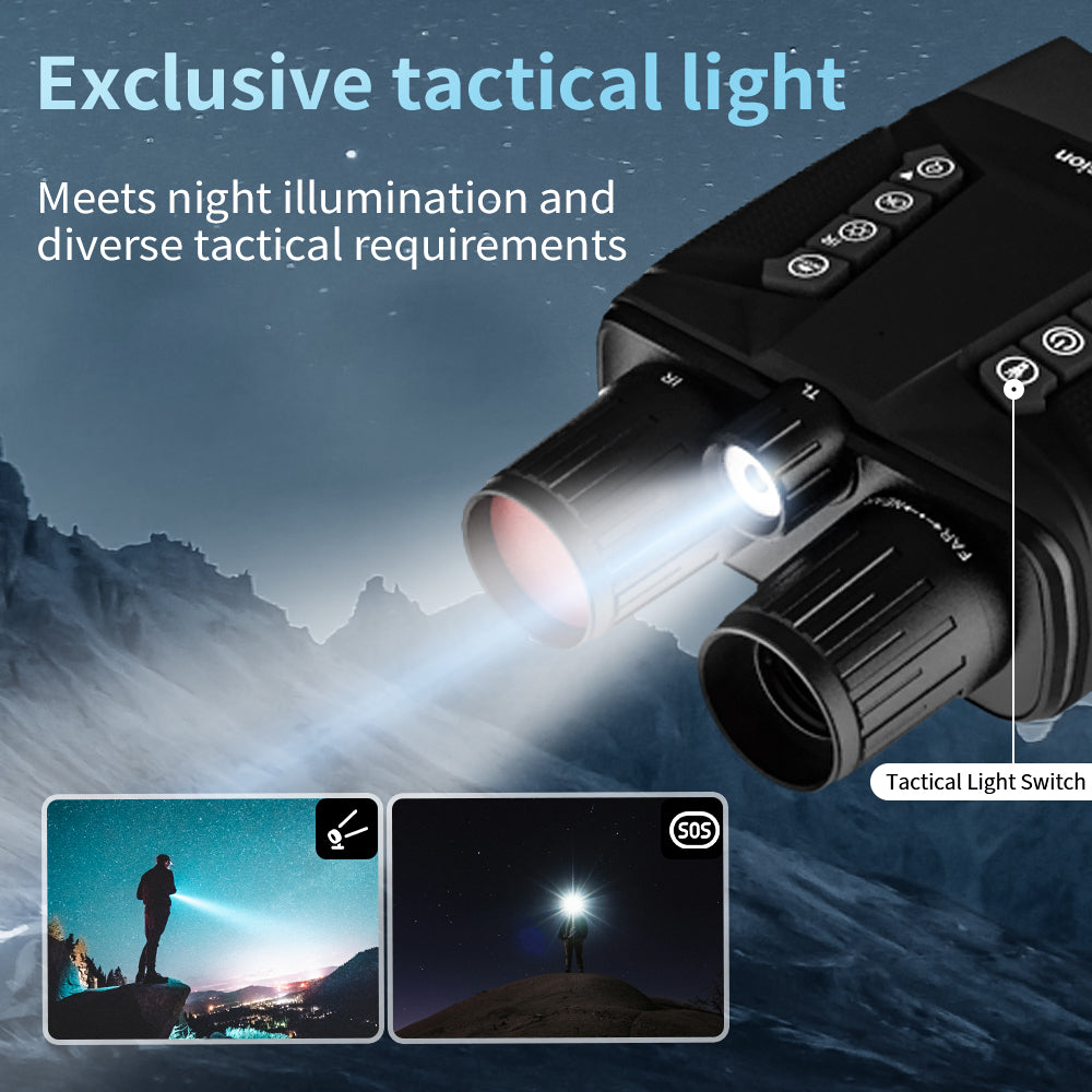 3-inch Binocular Night Vision Goggles 600-Meter Viewing Distance With a Tactical Light Outdoor and Security Observation