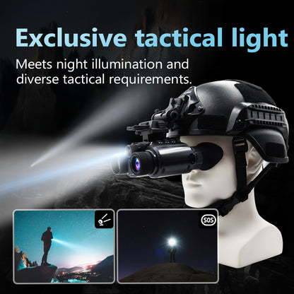 Tactical Hands-Free Night Vision Goggles 4K IR 1968ft Range 64GB Storage Scope Mode Compass & EPP Case for Outdoor Operations