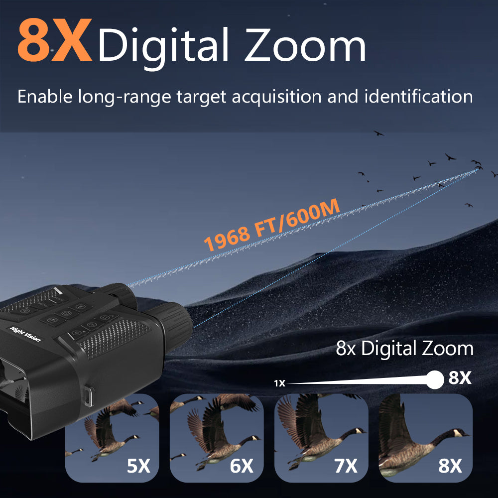 4K Built-in Magnify Display 3" Night Vision Goggles Binocular Telescope 100% Full Darkness 600Meters Night Vision Scope Goggles
